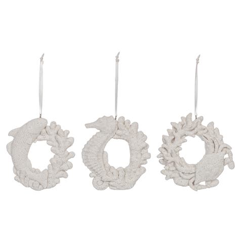 Coastal Life Wreath Tree Ornament Assortment of 3