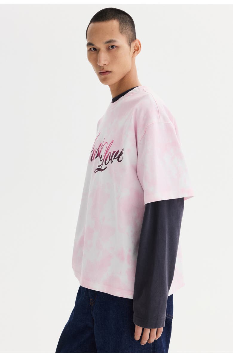 H&M Oversized heat reactive printed t-shirt, Alternate, color, Pink/Just Love