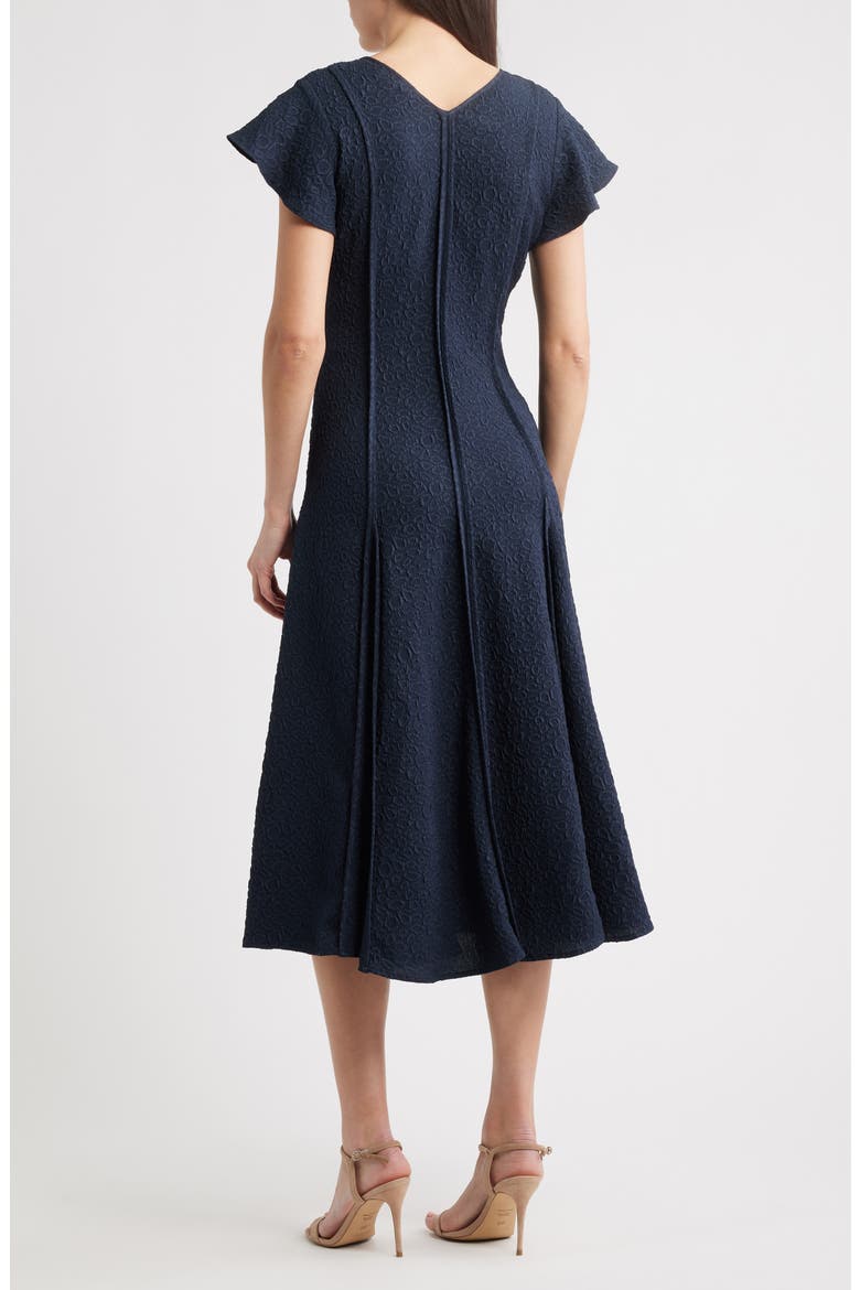 Flutter Sleeve Jacquard Cocktail Dress, Alternate, color, NAVY