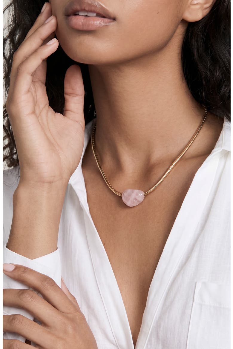 Turquoise Pendant Bead Necklace, Alternate, color, ROSE QUARTZ