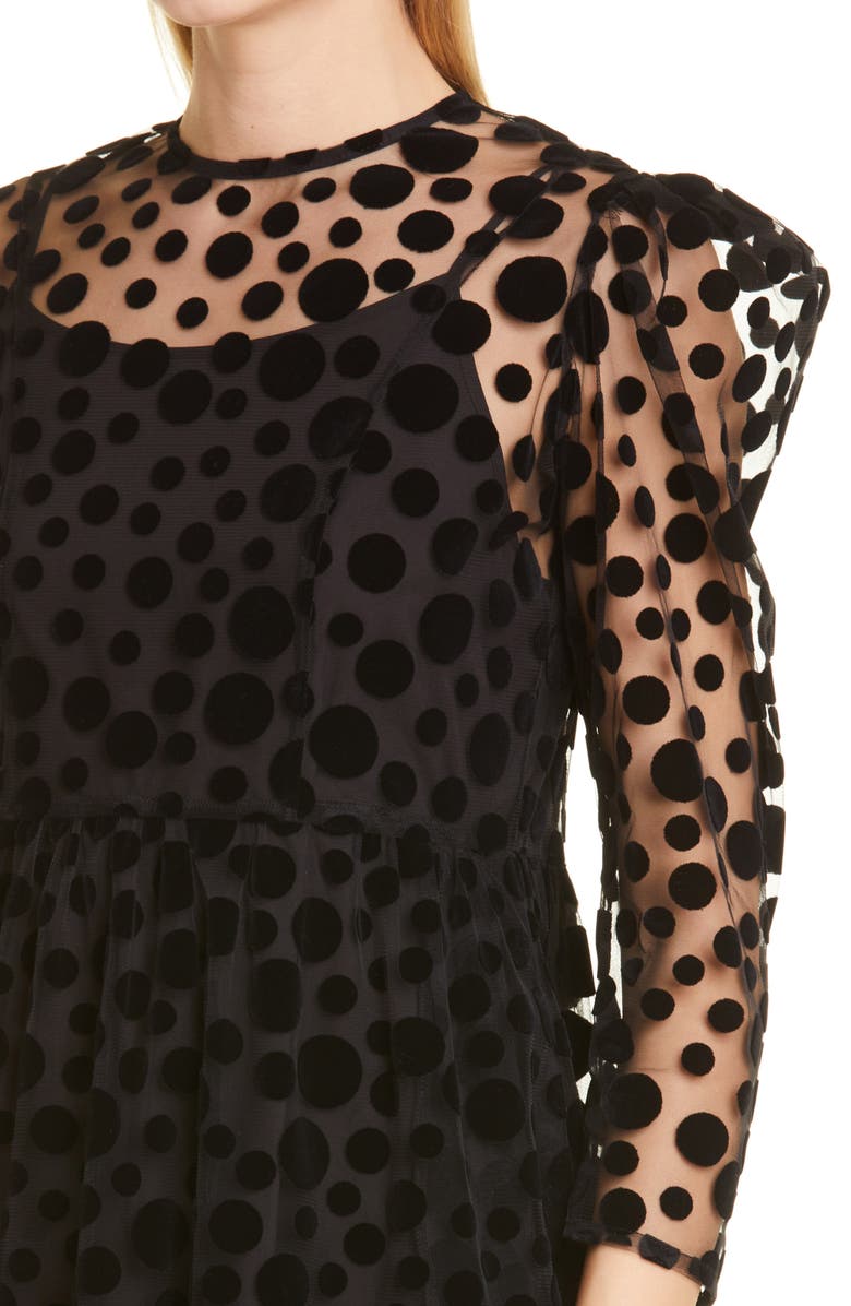 Batsheva Prairie Flocked Dot Minidress, Alternate, color, 