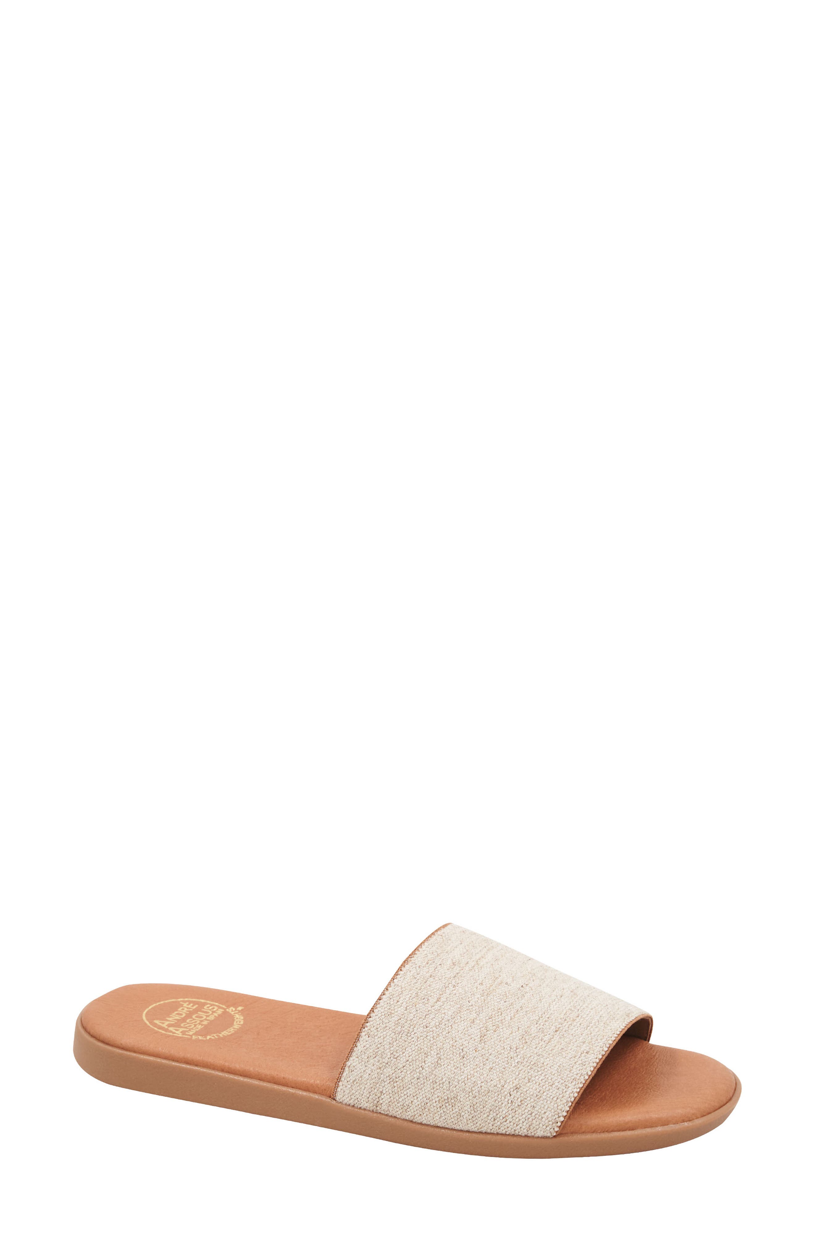 André Assous Paloma Slide Sandal, Main, color, Beige Linen