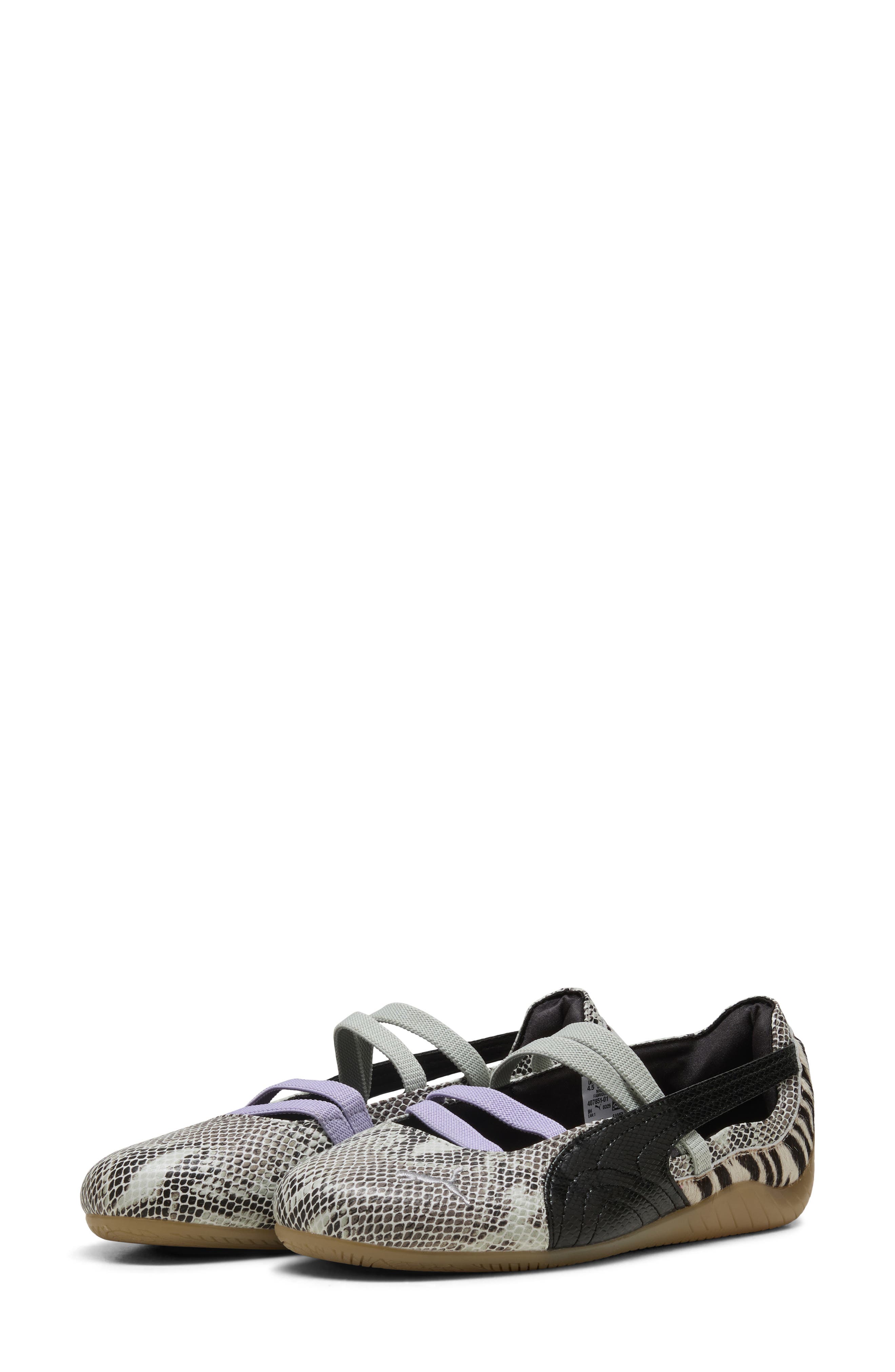 PUMA Speedcat Ballet Mixed Feel Genuine Calf Hair Sneaker, Main, color, Puma Black/ Cashew/ Lavender