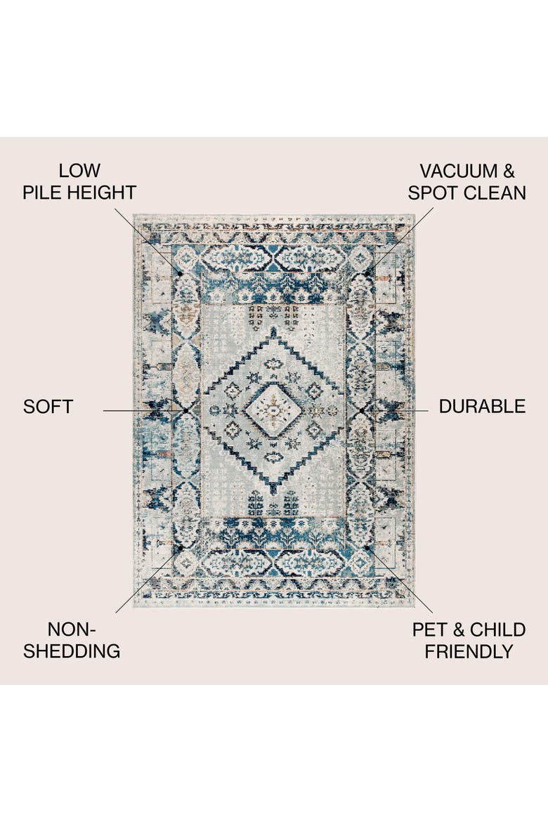 Osuna Diamond Vintage Medallion Indigo Area Rug, Alternate, color, Indigo Blue/Ivory
