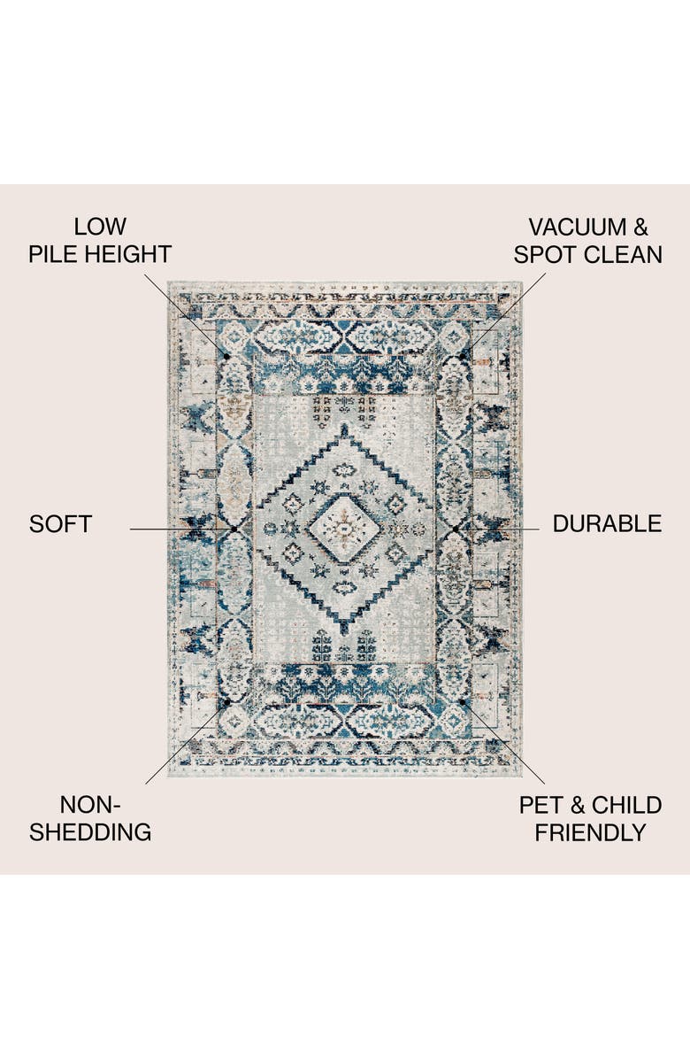 JONATHAN Y Osuna Diamond Vintage Medallion Indigo Area Rug, Alternate, color, Indigo Blue/Ivory