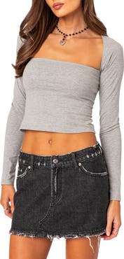 EDIKTED Wide Square Neck Crop Top