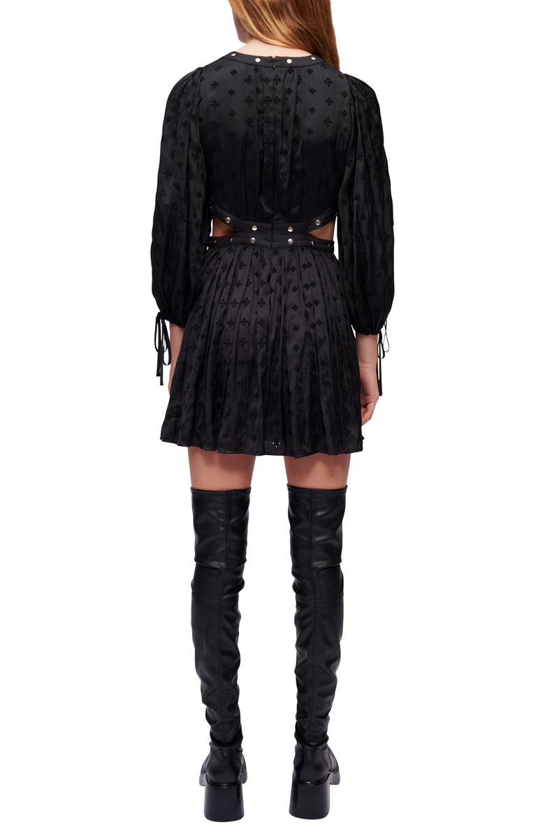 maje Risoa Cutout Stud Detail Long Sleeve Jacquard Dress, Alternate, color, Noir