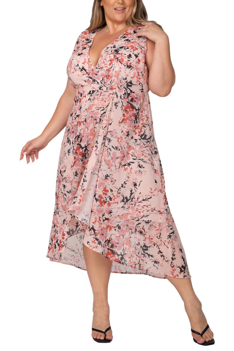 Faux Wrap Midi Dress, Main, color, GARDEN FLORAL