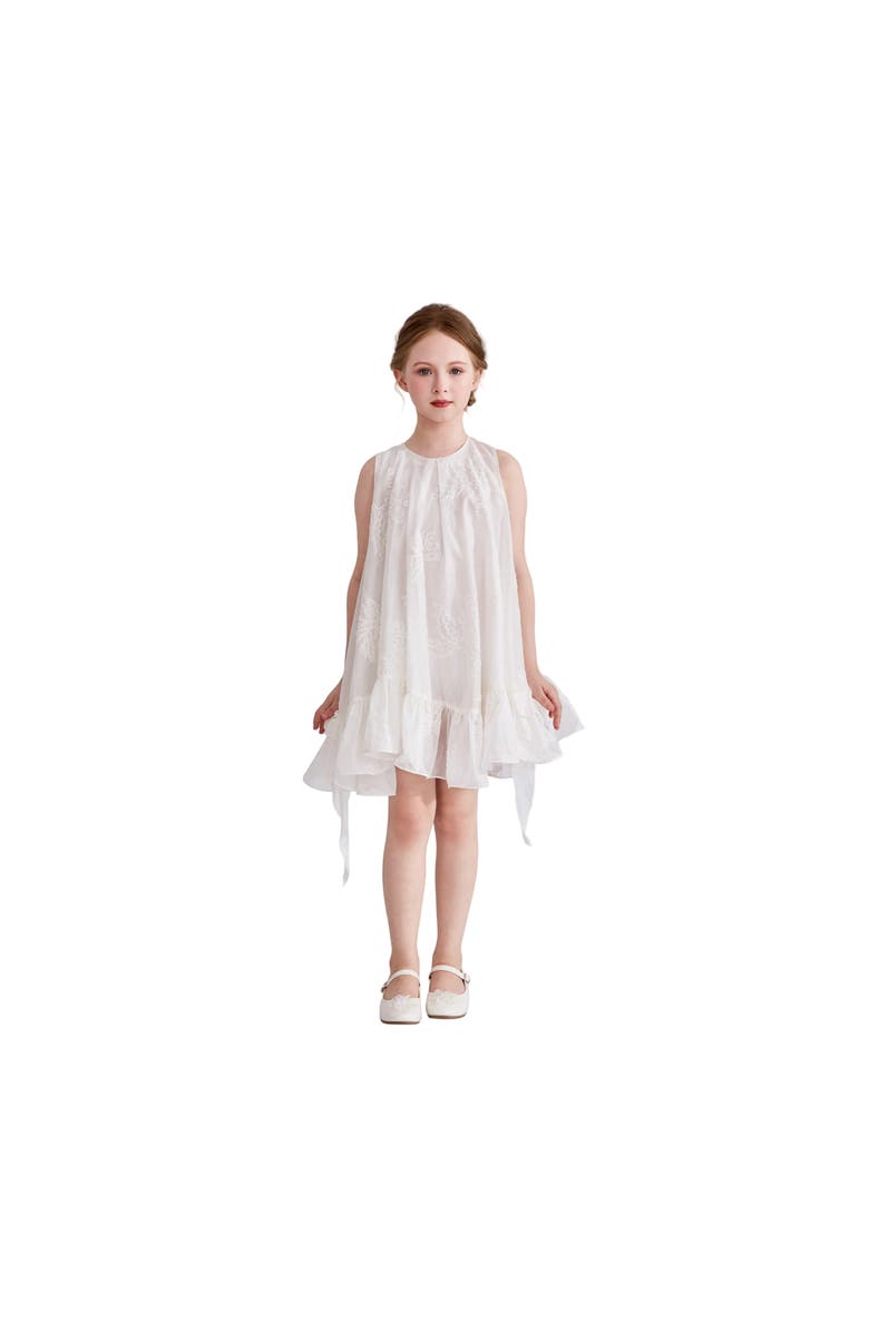 Tulleen Marcelline Ruffle Hem Dress, Main, color, White