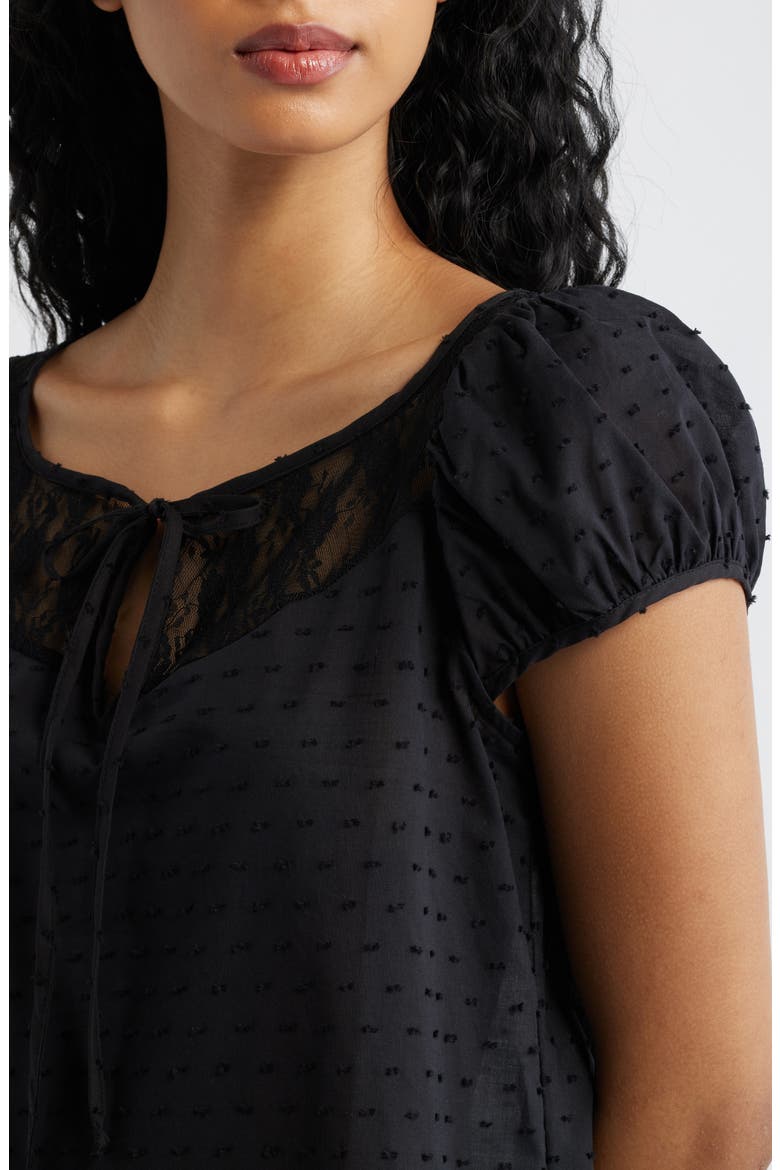 The Margaret Lace Trim Minidress, Alternate, color, BLACK