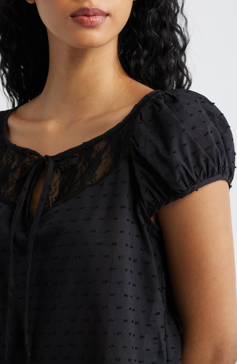 Bella Venice The Margaret Lace Trim Minidress, Alternate, color, Black