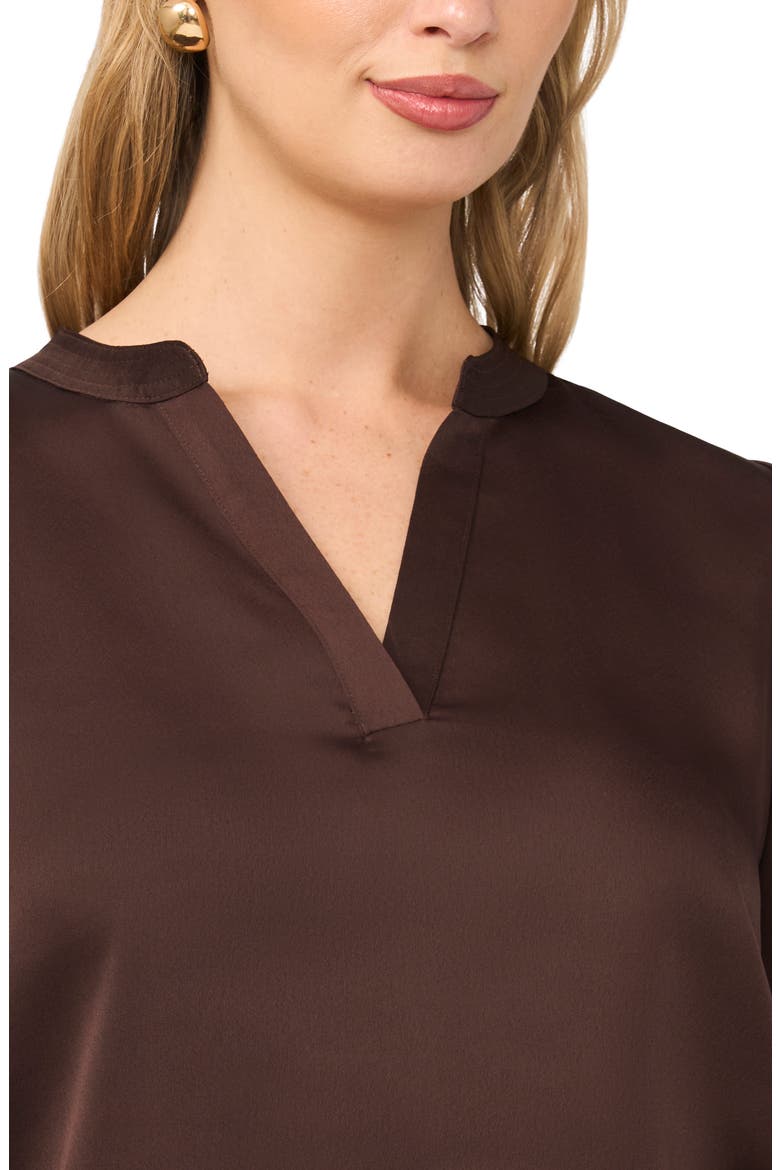 Puff Sleeve Satin Top, Alternate, color, CHOCOLATE