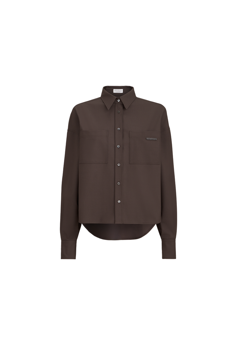 Tropical Luxury Wool shirt, Alternate, color, Brown