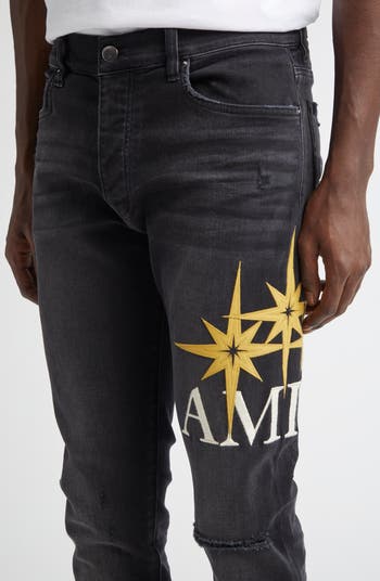 Starburst Appliqué Ripped Skinny Jeans