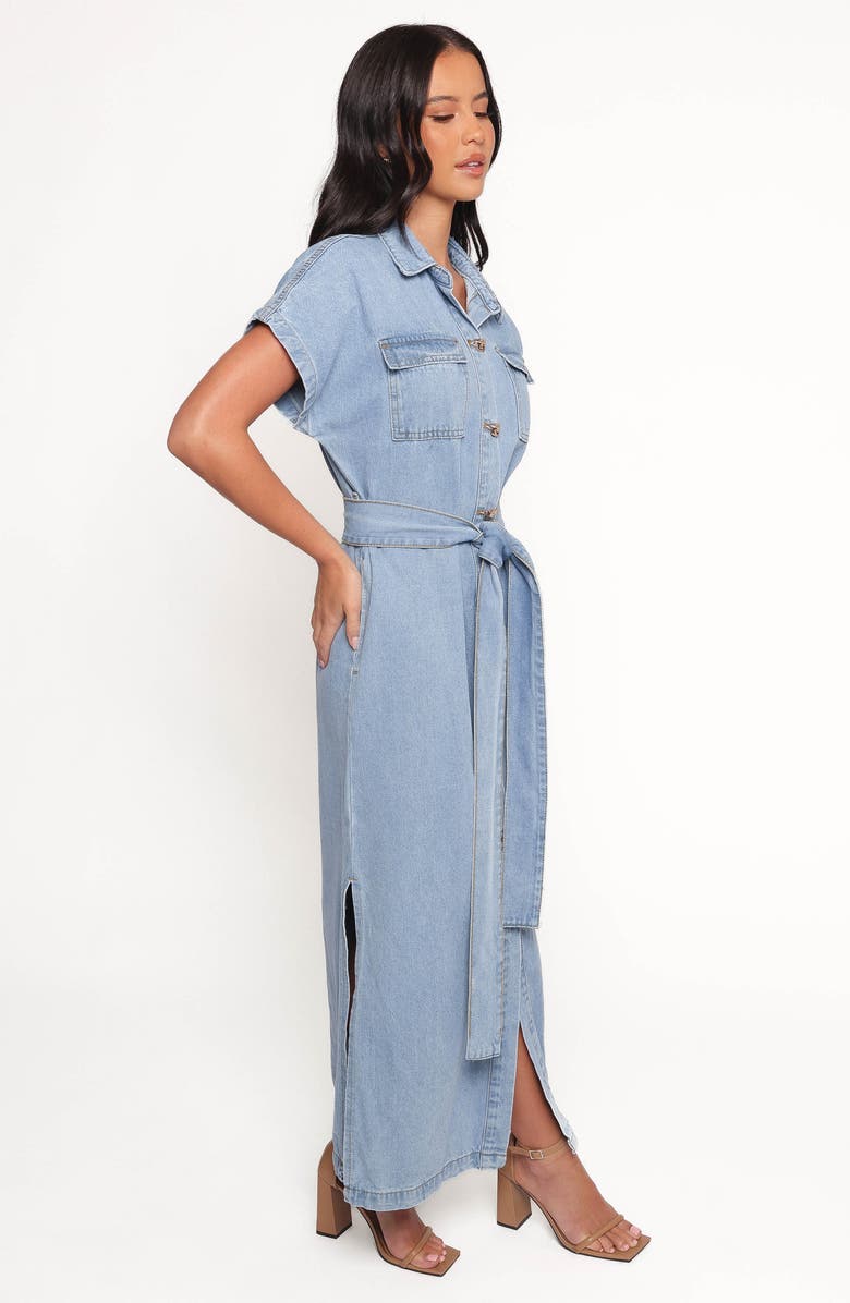 Petal & Pup Griffin Tie Waist Shirtdress, Alternate, color, Denim