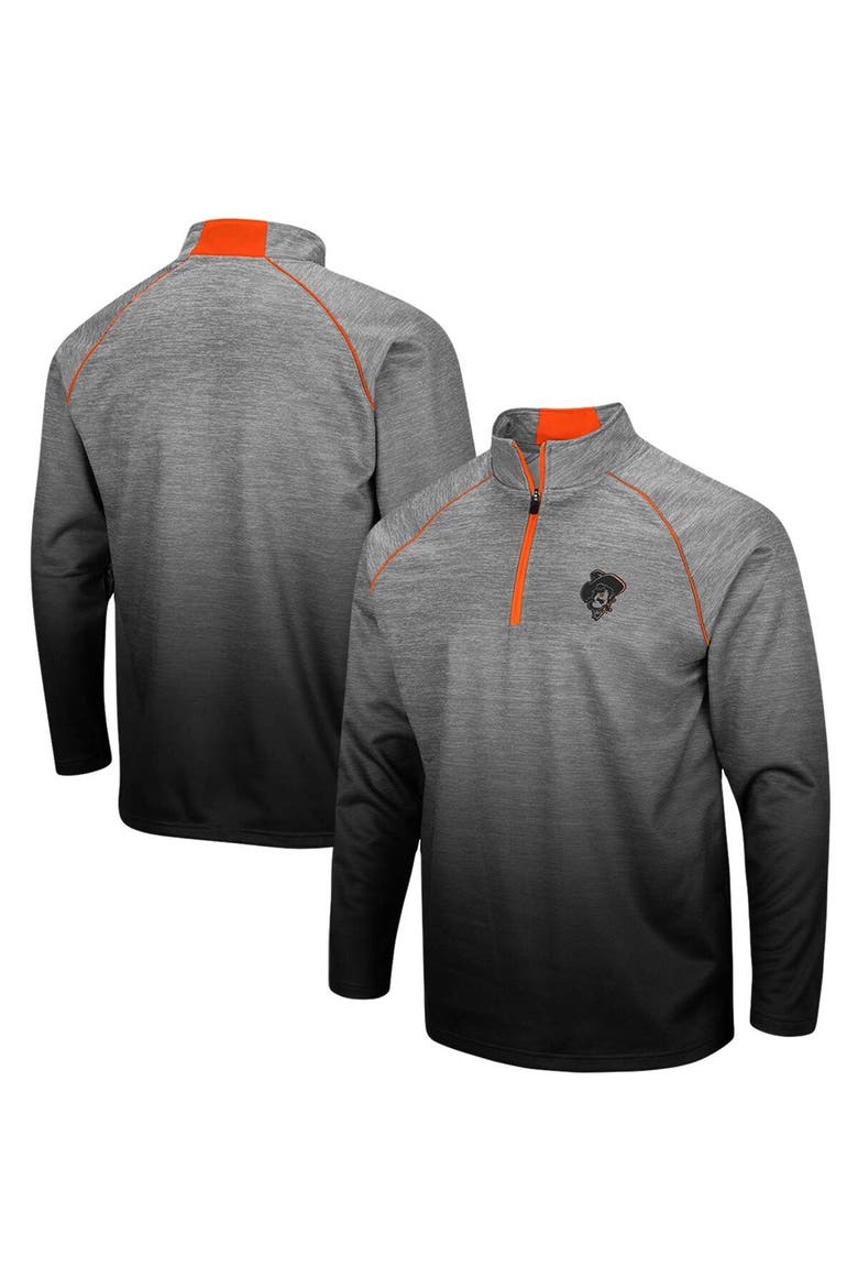 Men's Colosseum Heathered Gray Oklahoma State Cowboys Sitwell Sublimated Quarter-Zip Pullover Jacket, Main, color, Heather Gray