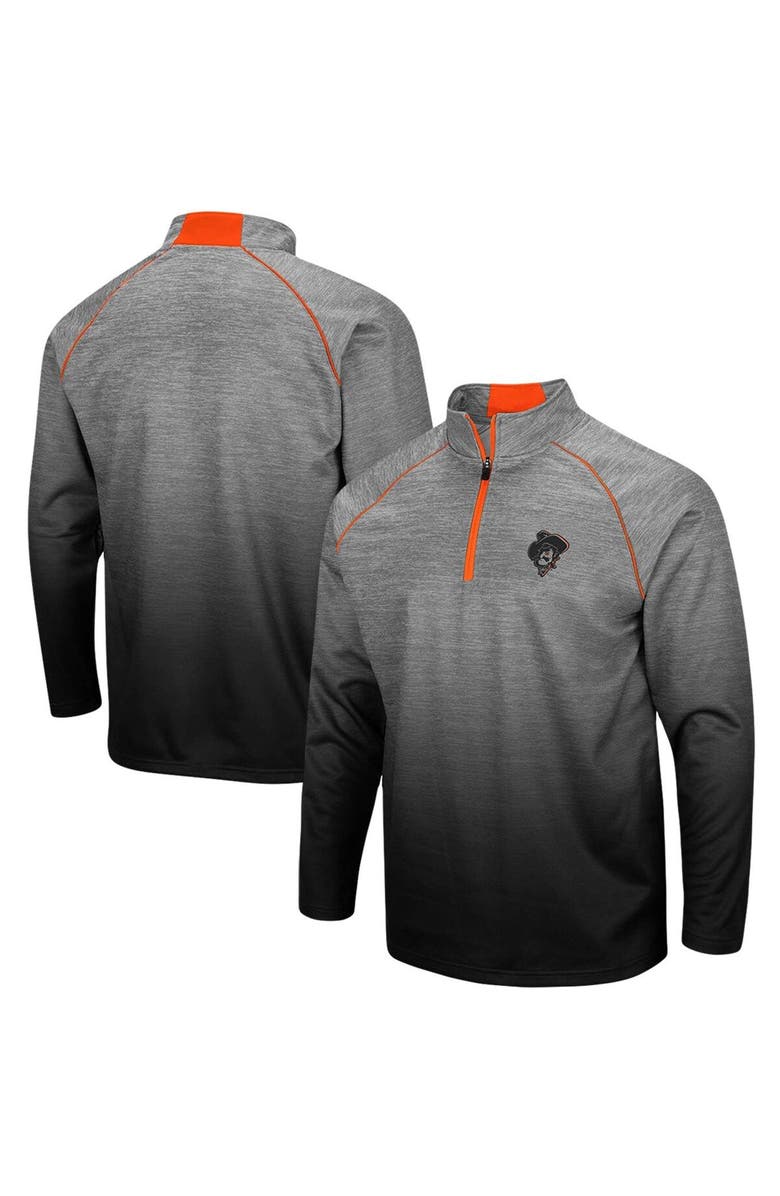 COLOSSEUM Men's Colosseum Heathered Gray Oklahoma State Cowboys Sitwell Sublimated Quarter-Zip Pullover Jacket, Main, color,