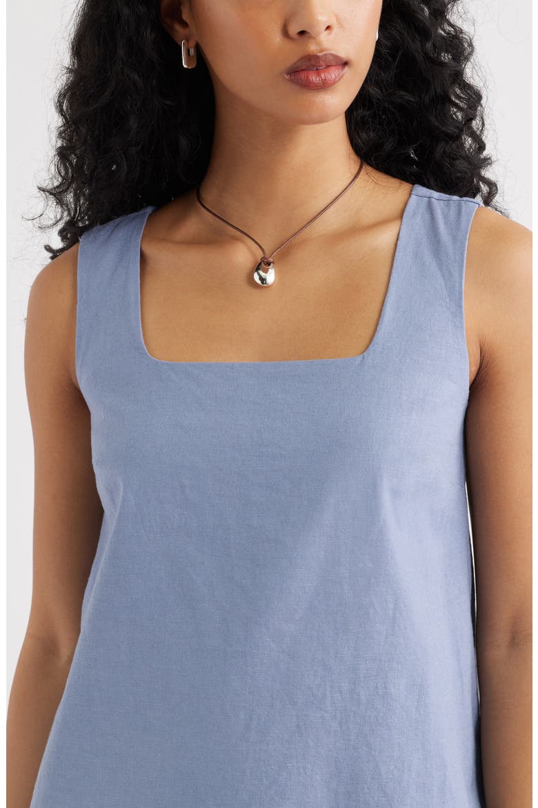 Linen Blend Shift Dress, Alternate, color, BLUE UMBRA