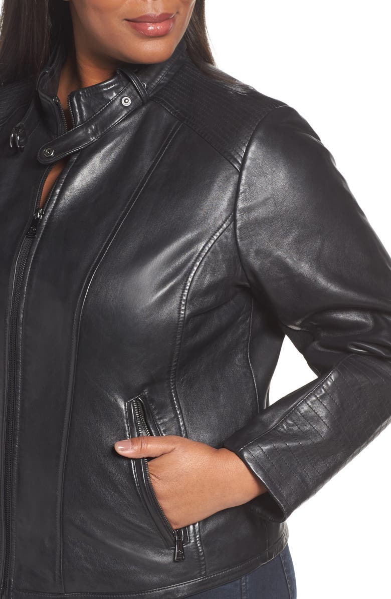 Bernardo Leather Moto Jacket, Alternate, color, 