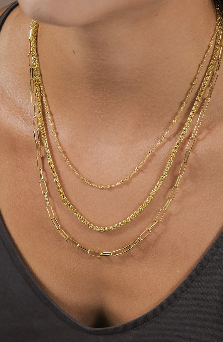 Sterling Forever Parisa Layered Chain Necklace, Alternate, color, Gold