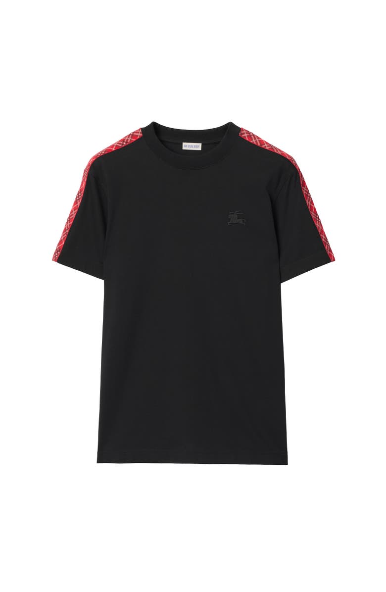 Burberry Check Trim Cotton T-shirt, Alternate, color, Black