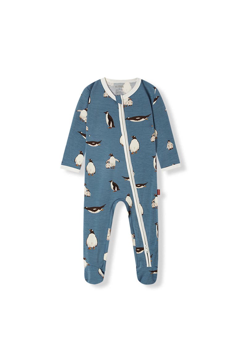 Luxe Stretch Zipper Footed Romper, Main, color, Penguin