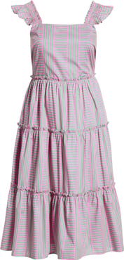 SUGARLIPS Valda Stripe Ruffle Tiered Midi Dress