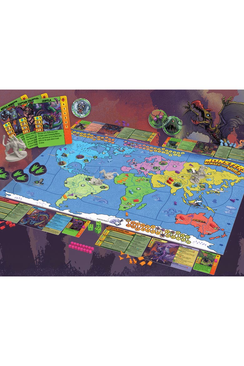 Monsters Menace the World Strategy Board Game, Alternate, color, Multicolored