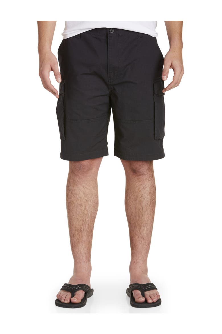 Big & Tall Stretch Ripstop Cotton Cargo Shorts, Main, color, BLACK