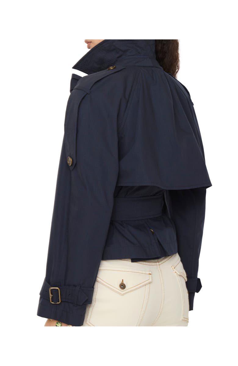 Burberry Short Canvas Trerose Trench Coat, Alternate, color, Silhouette Blue