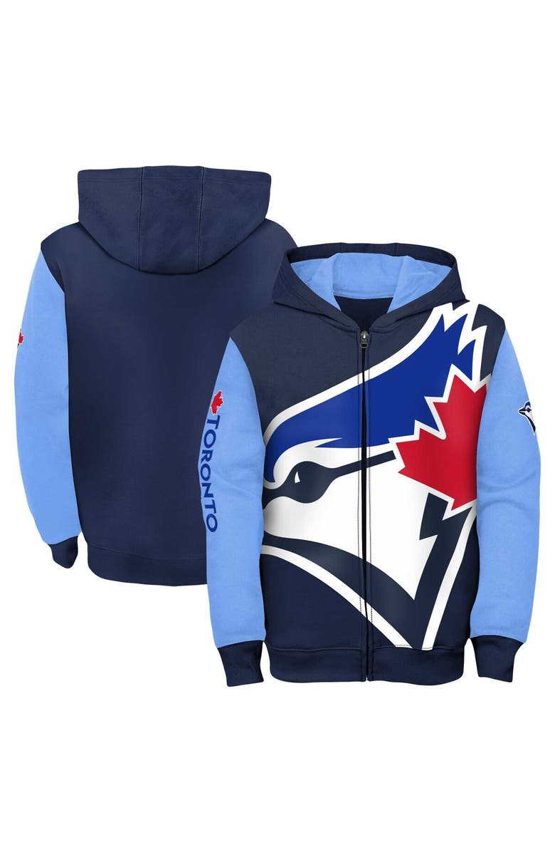 Outerstuff Youth Fanatics Branded Navy/Light Blue Toronto Blue Jays Postcard Full-Zip Hoodie Jacket, Alternate, color, 