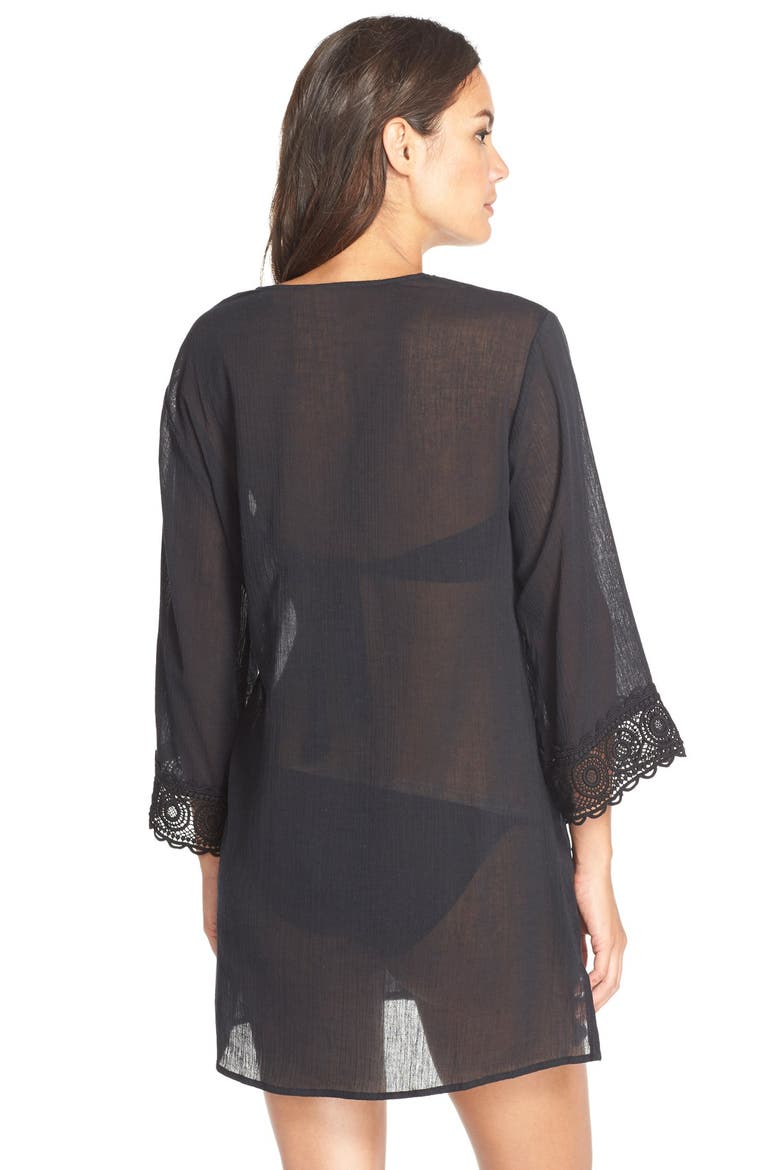 'Island Fare' V-Neck Cover-Up Tunic, Alternate, color, BLACK