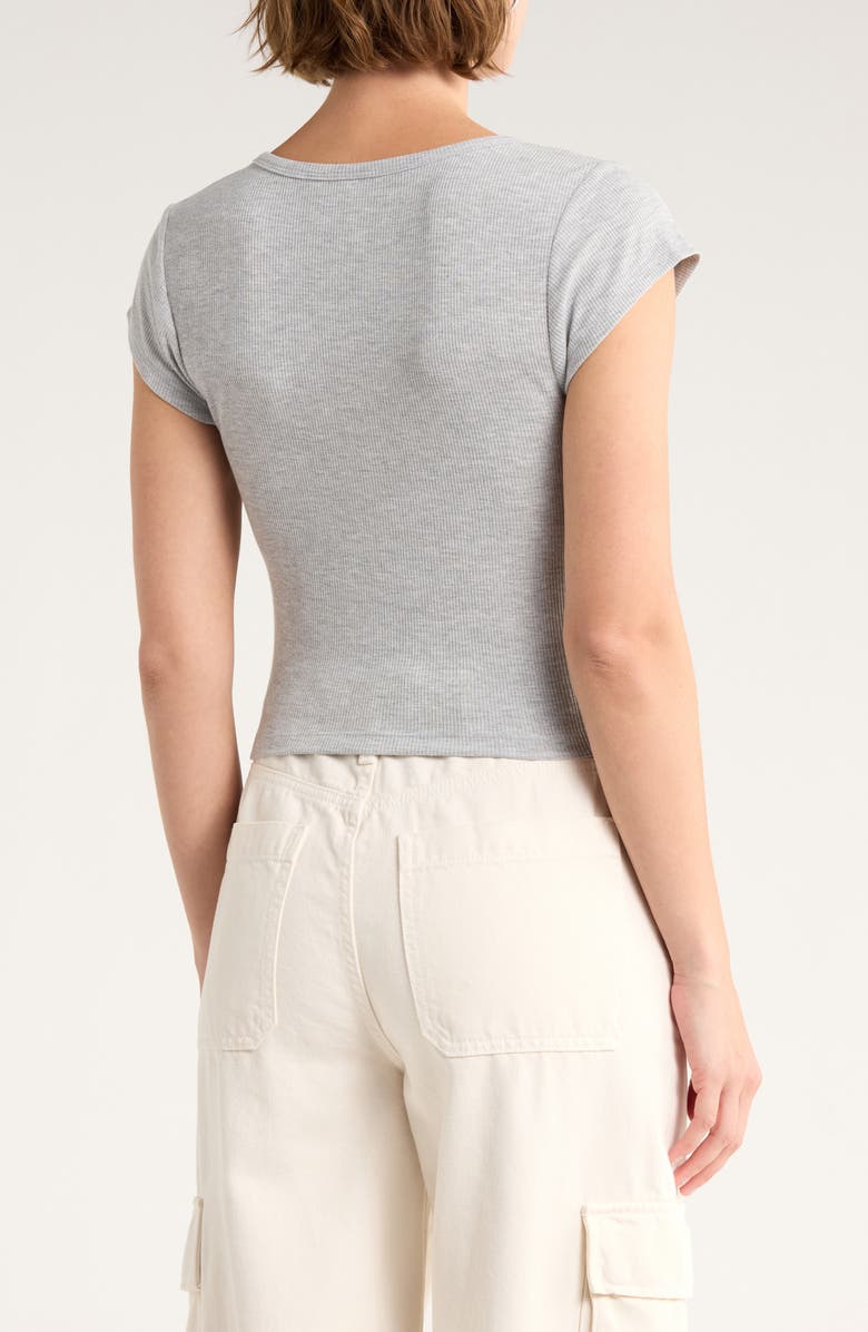 Abound Short Sleeve Crop Ribbed Henley, Alternate, color, Grey Heather