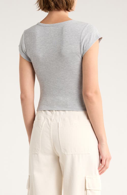 Abound Cap Sleeve Crop Organic Cotton & Cashmere Henley In Gray