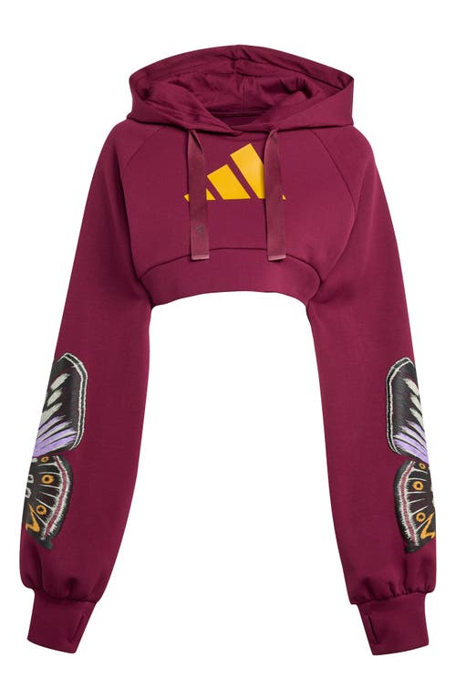 Adidas X Farm Rio Logo Graphic Crop Hoodie In Red