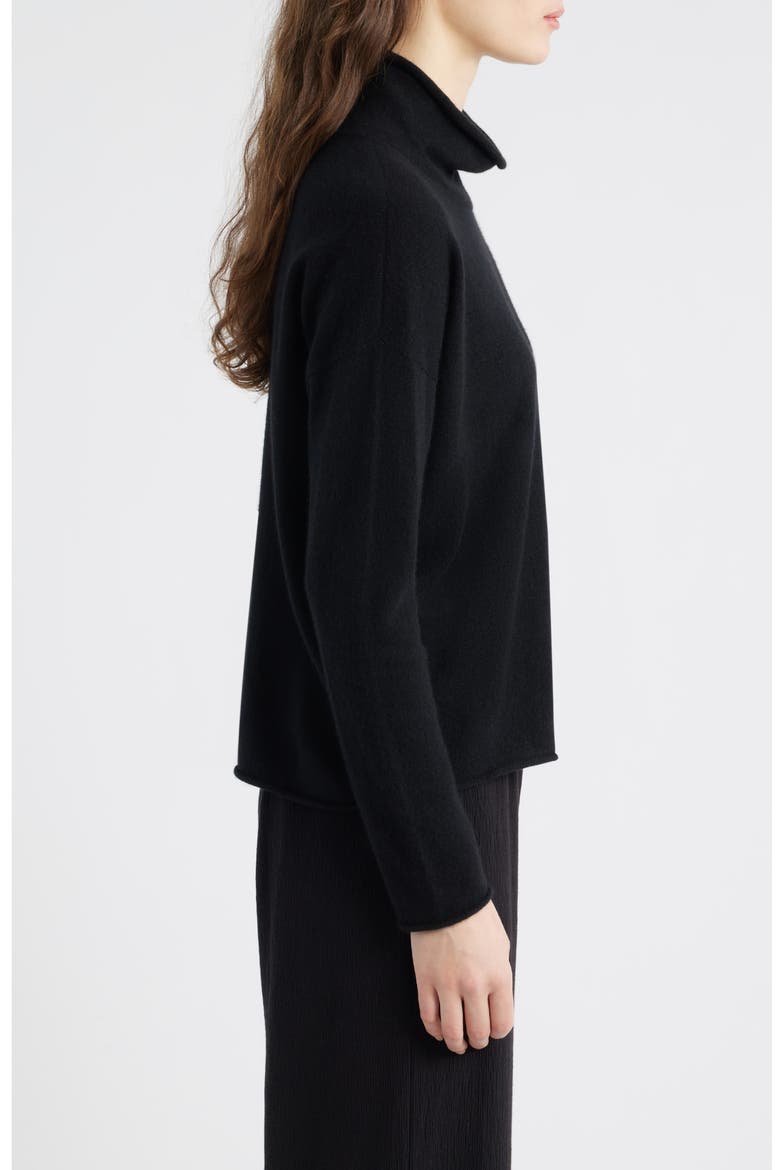 Turtleneck Cashmere Sweater, Alternate, color, BLACK