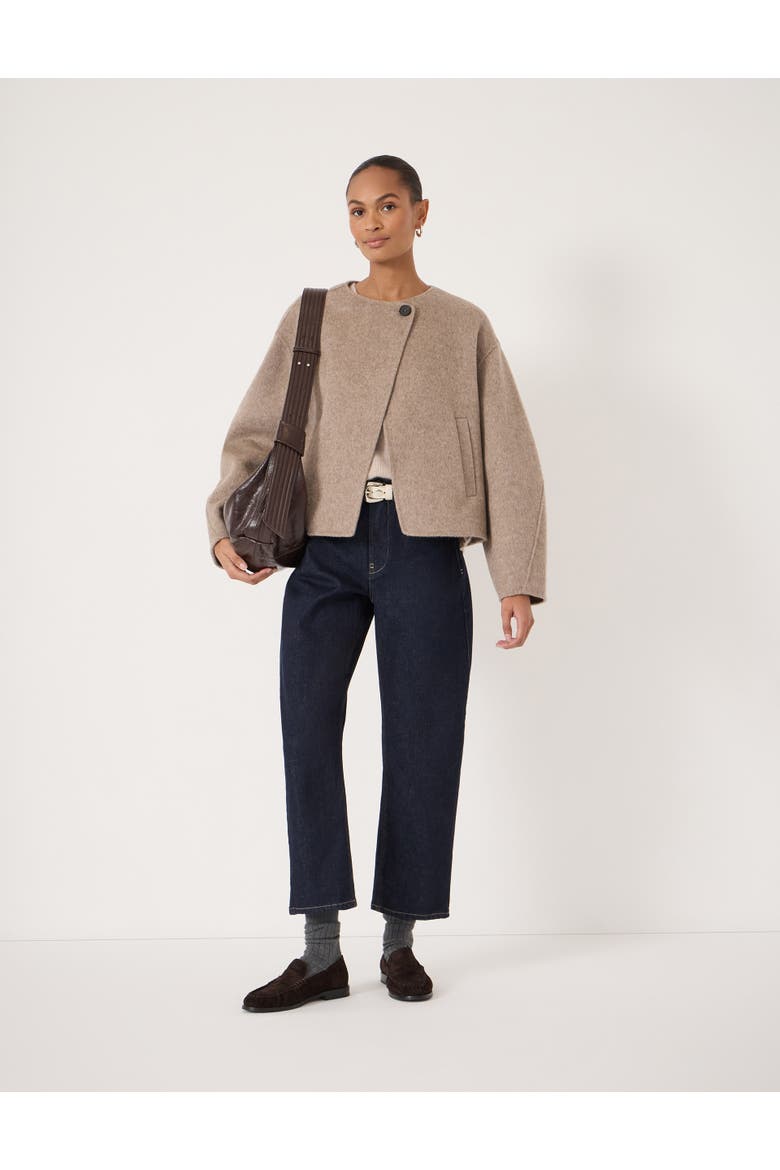 Linnie Double Faced Collarless Jacket, Alternate, color, OATMEAL MARL