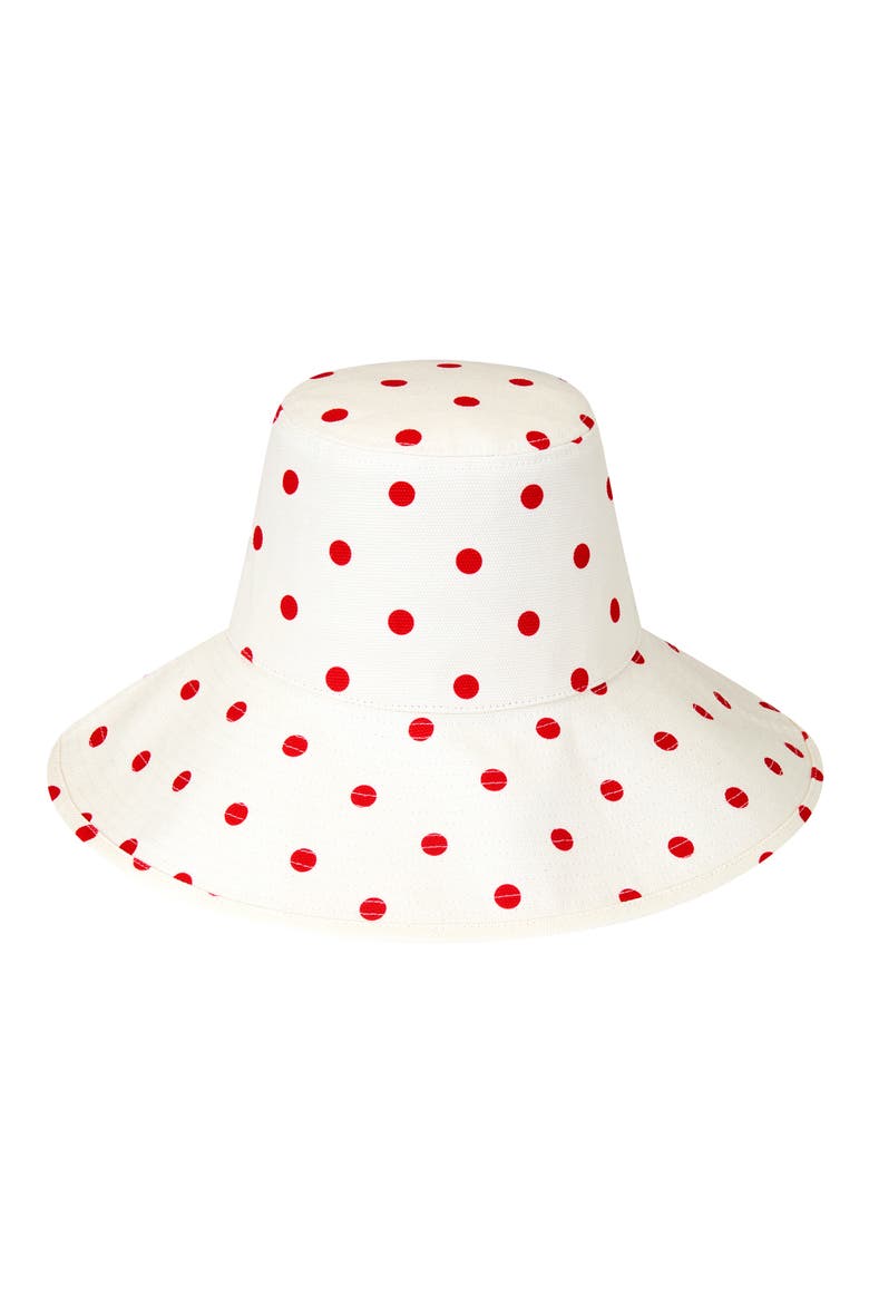 Holiday Polka Dot Bucket Hat, Main, color, RED