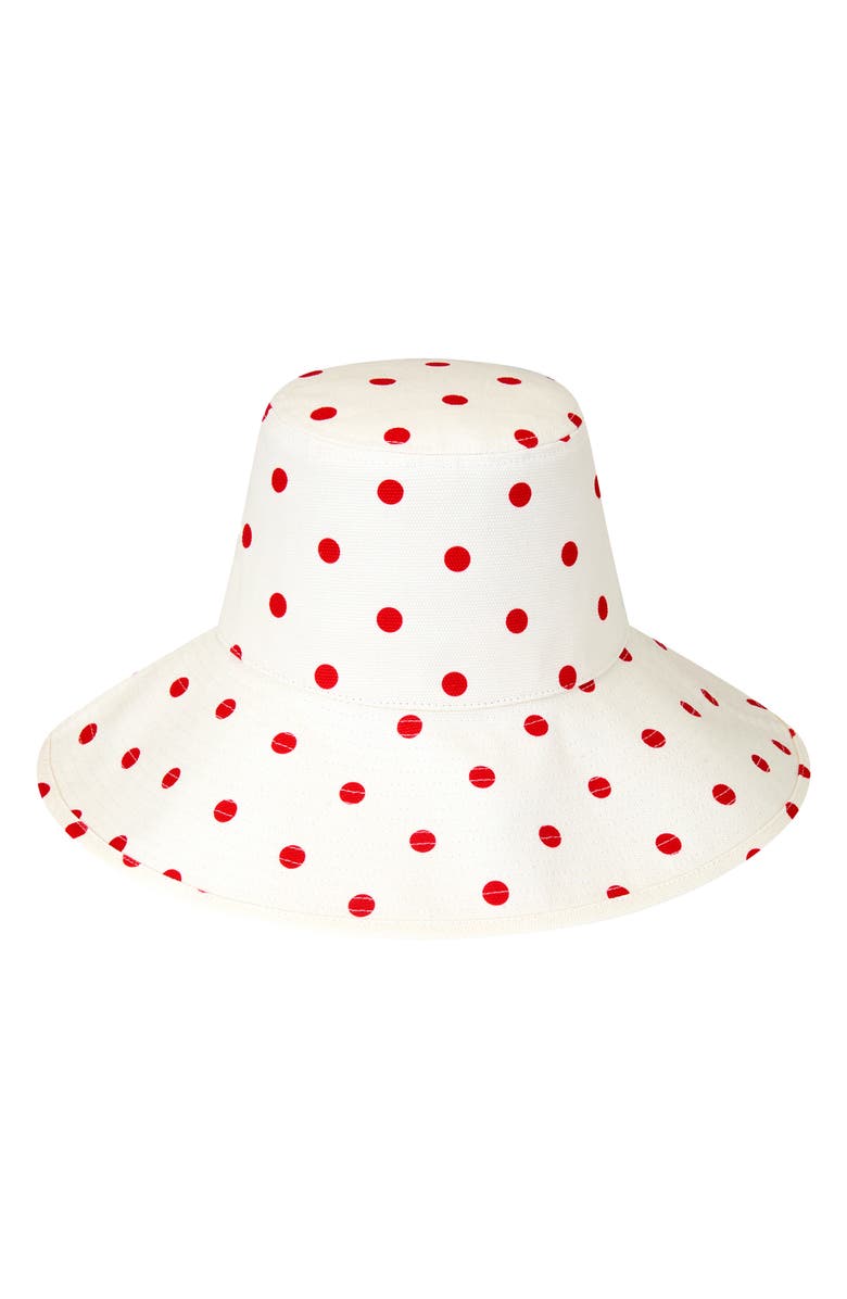 Lack of Color Holiday Polka Dot Bucket Hat, Main, color, Red