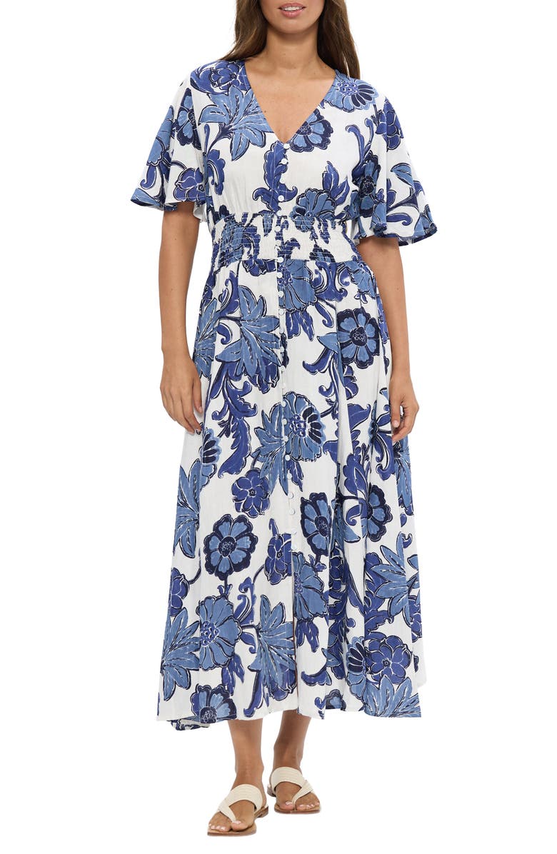 Talisman the Label Harlow Floral Dress, Main, color, Navy Ibiza