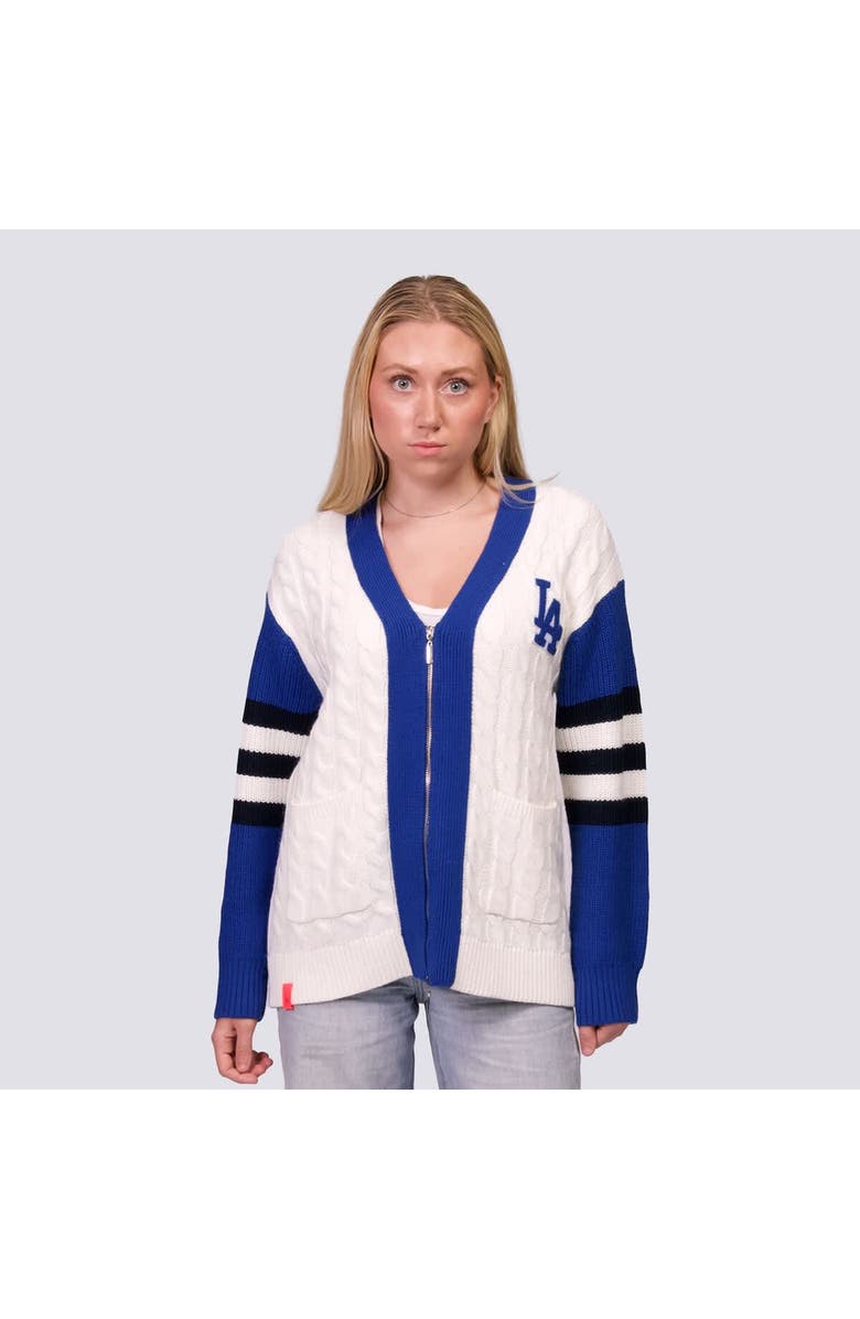 LUSSO Women's Lusso Royal/White Los Angeles Dodgers Shyla Knit V-Neck Full-Zip Sweater, Main, color, Royal
