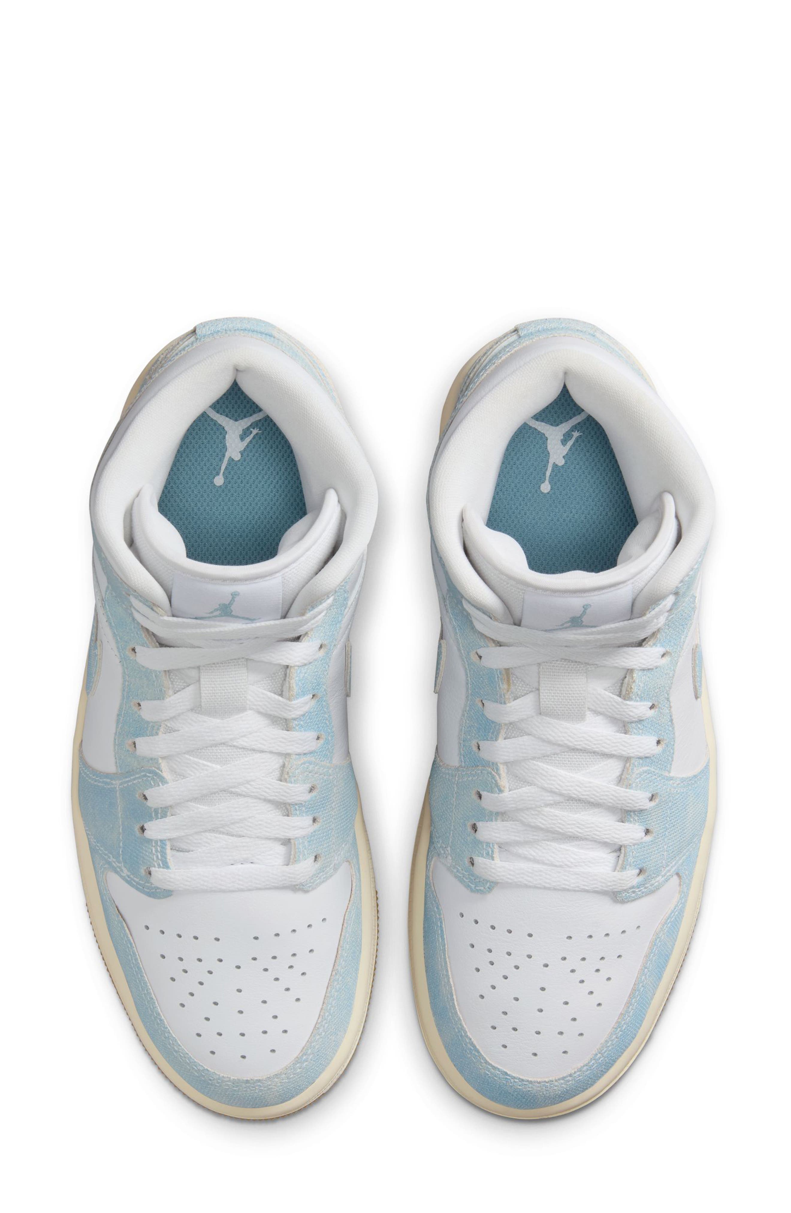 Jordan Air Jordan 1 Mid SE Velvet Basketball Sneaker, Alternate, color, 100 White/Wrnblu