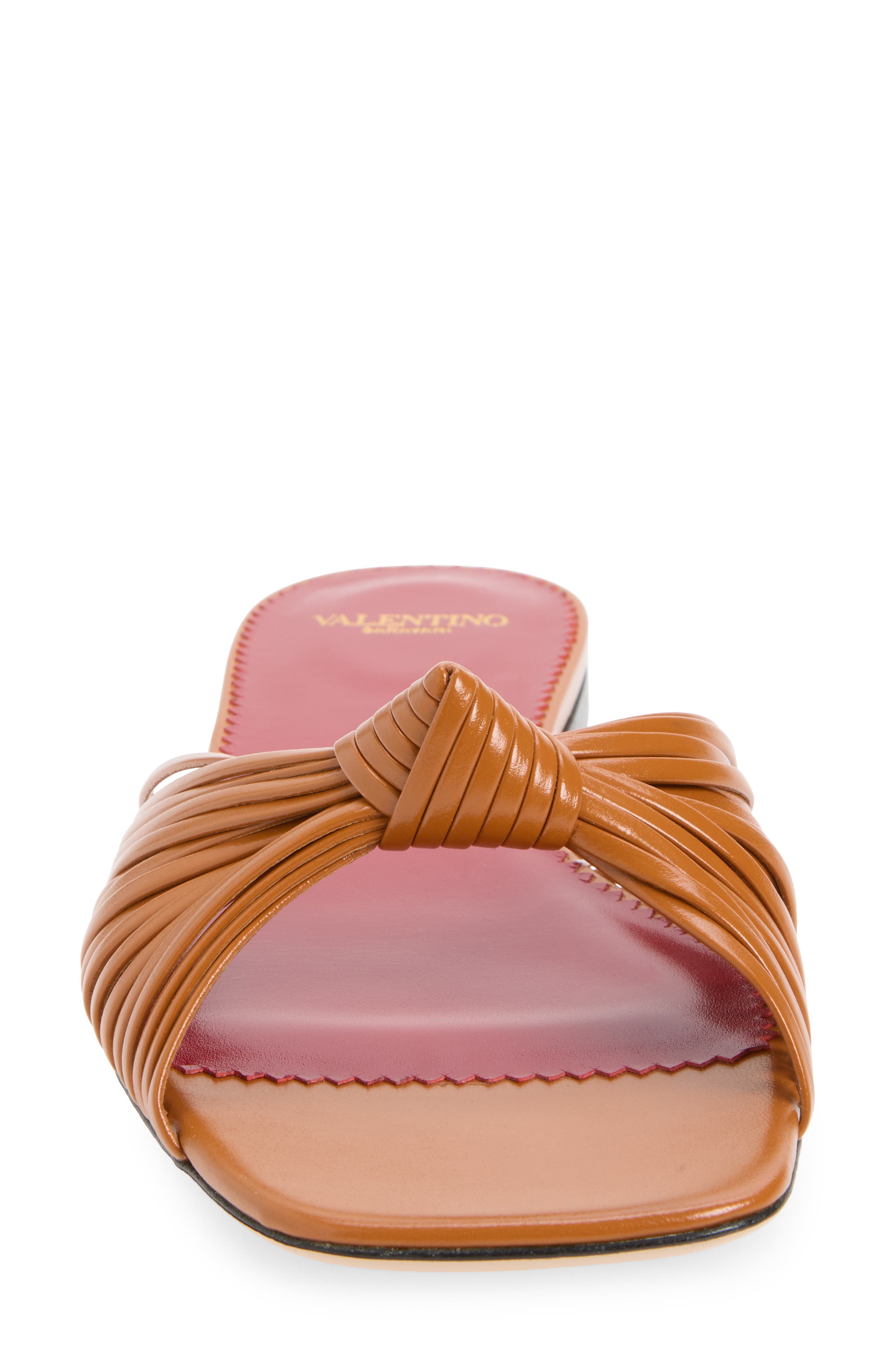 Annet Knotted Flat Slide Sandal, Alternate, color, BROWN