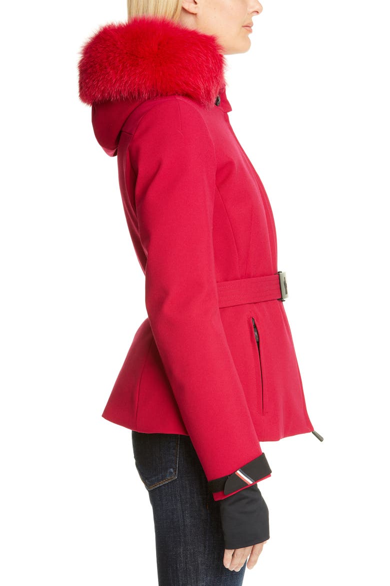 Bauges Waterproof Down Jacket with Removable Genuine Fox Fur Trim, Alternate, color, MAGENTA