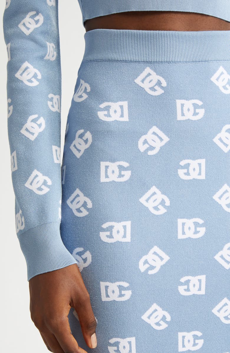 Dolce&Gabbana Logo Jacquard Pencil Skirt, Alternate, color, B0143 Celeste Chiaro