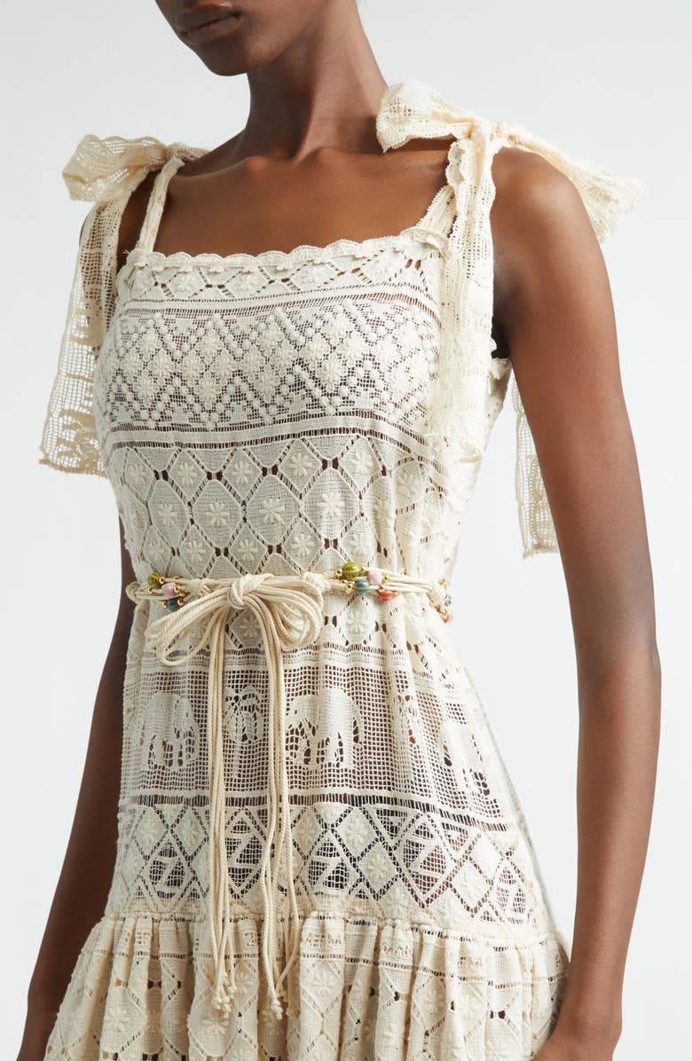 Zimmermann Indra Lace Cover-Up Sundress, Alternate, color, Tea