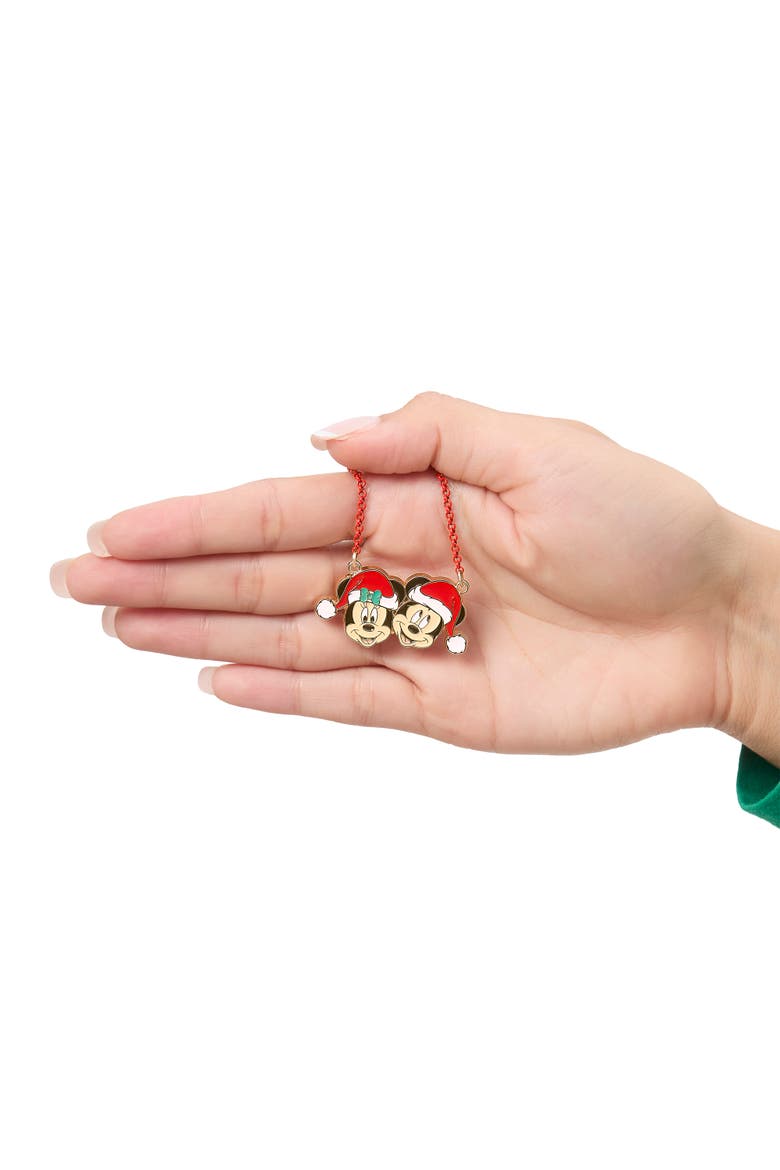 Mickey and Minnie Mouse Santa Necklace and Stud Earrings Set, Alternate, color, Multi