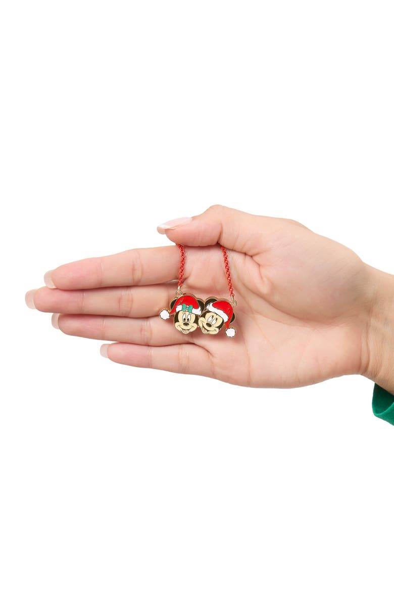 Disney Mickey and Minnie Mouse Santa Necklace and Stud Earrings Set, Alternate, color, Multi