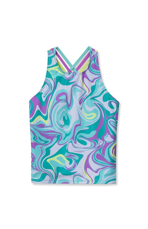 Girls Chlorine Resistant Strappy X-Back Tankini Top