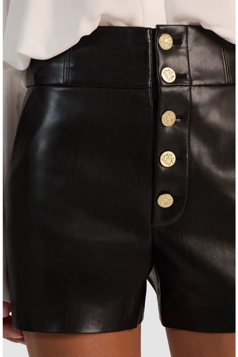 Baylor Faux Leather Shorts, Alternate, color, BLACK